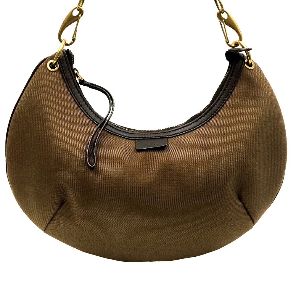 Gucci Canvas Orange One Shoulder Shoulder Bag Leather Brown Hobo Handbag